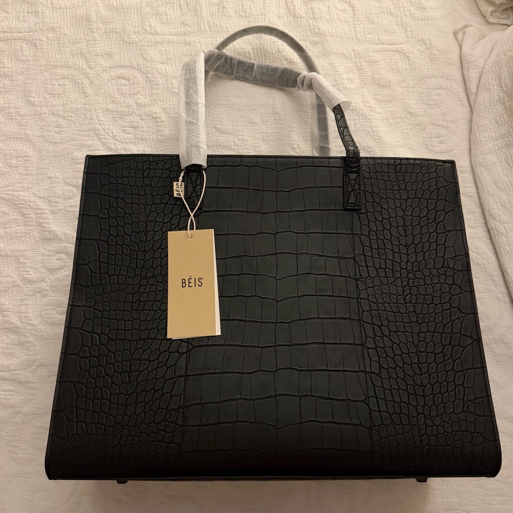 BEIS Large Work Tote Black Croc - Picture 3 of 5